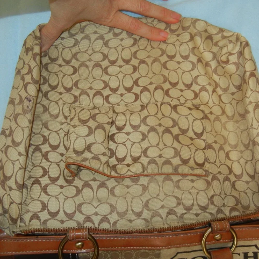 Coach Leather Gallery Purse Shoulder Bag Signature Brown Logo Hangtag Lined - Picture 2 of 14